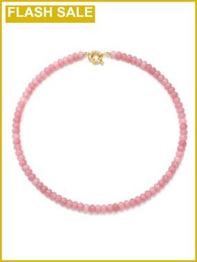Handmade Natural Gemstone Beaded Necklace 14K Gold-Plated Copper